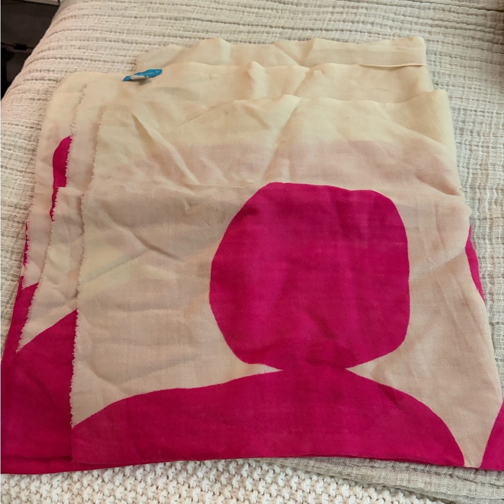 Cream and Bright Pink Graphic Lightweight Women's Scarf